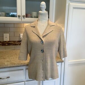 Jones Wear Beige Knit Short Sleeve Sweater Size Large